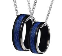 NZVCQVPU Anello, collane per coppie in tungsteno nero personalizzato da 8 mm anello nero intarsio blu metallo di fidanzamento cavo per uomini