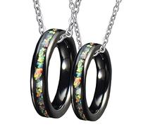 NZVCQVPU Anello, per le coppie personalizzano collane personalizzate in tungsteno nero da 4mm anello nero intarsio regalo colorato guscio per fidanzato