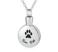 NZVCQVPU Ash Holder Necklace Dog, Stainless Steel Run Free Paw Memorial Jewelry for Ashes Necklace