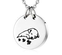 NZVCQVPU Ash Keepsake Necklace, Stainless Steel Round Tag Puppy Dog Pattern Pet Ashes Memorial