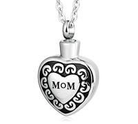 NZVCQVPU Ash Necklace Husband, Stainless Steel Heart Shape with Mom Ashes Memorial Necklaces