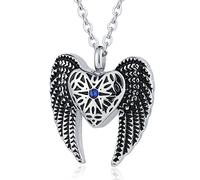 NZVCQVPU Ashes Locket Necklace, Stainless Steel Heart Shape Wing Pet Ashes Memorial