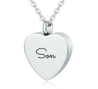 NZVCQVPU Ashes Necklace Cheap, Stainless Steel Heart Shape with Son Ashes Made Into Memorial