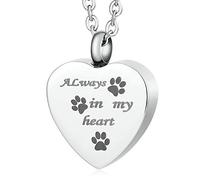NZVCQVPU Ashes Necklace Uncle, Stainless Steel Heart Shape with Alwalys in My Heart Pet Ashes Memorial