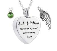 NZVCQVPU Calco di ceneri da uomo, collana inossidabile con incisione mamma sempre nella mia mente per sempre nel mio dono collana del mio cuore per donne e uomini