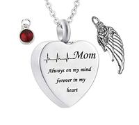 NZVCQVPU Calco di ceneri da uomo, collana inossidabile con incisione mamma sempre nella mia mente per sempre nel mio dono collana del mio cuore per donne e uomini