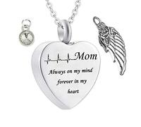 NZVCQVPU Calco di ceneri da uomo, collana inossidabile con incisione mamma sempre nella mia mente per sempre nel mio dono collana del mio cuore per donne e uomini