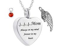 NZVCQVPU Calco di ceneri da uomo, collana inossidabile con incisione mamma sempre nella mia mente per sempre nel mio dono collana del mio cuore per donne e uomini