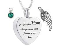 NZVCQVPU Calco di ceneri da uomo, collana inossidabile con incisione mamma sempre nella mia mente per sempre nel mio dono collana del mio cuore per donne e uomini