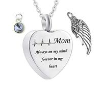NZVCQVPU Calco di ceneri da uomo, collana inossidabile con incisione mamma sempre nella mia mente per sempre nel mio dono collana del mio cuore per donne e uomini