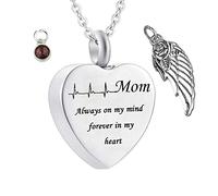 NZVCQVPU Calco di ceneri da uomo, collana inossidabile con incisione mamma sempre nella mia mente per sempre nel mio dono collana del mio cuore per donne e uomini