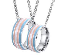 NZVCQVPU CAMPIO DI NACCHLA PRIDE GAY, collane personalizzate per donne anello LGBT in acciaio inossidabile con smalto multicolore