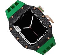 NZVCQVPU Carbon Fiber Watch Case Fluorine Rubber Strap,For 44mm 45mm 49mm,Titanium Metal Frame Bumper Sport Waterproof Bands 316L Stainless Steel Clasp,For Iwatch 8/7/6/5/4/SE
