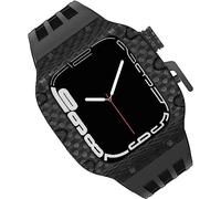 NZVCQVPU Carbon Fiber Watch Case Fluorine Rubber Strap,For 44mm 45mm 49mm,Titanium Metal Frame Bumper Sport Waterproof Bands 316L Stainless Steel Clasp,For Iwatch 8/7/6/5/4/SE