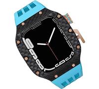 NZVCQVPU Carbon Fiber Watch Case Fluorine Rubber Strap,For 44mm 45mm 49mm,Titanium Metal Frame Bumper Sport Waterproof Bands 316L Stainless Steel Clasp,For Iwatch 8/7/6/5/4/SE