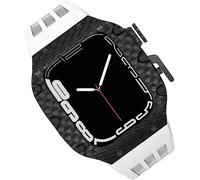 NZVCQVPU Carbon Fiber Watch Case Fluorine Rubber Strap,For 44mm 45mm 49mm,Titanium Metal Frame Bumper Sport Waterproof Bands 316L Stainless Steel Clasp,For Iwatch 8/7/6/5/4/SE