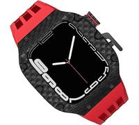 NZVCQVPU Carbon Fiber Watch Case Fluorine Rubber Strap,For 44mm 45mm 49mm,Titanium Metal Frame Bumper Sport Waterproof Bands 316L Stainless Steel Clasp,For Iwatch 8/7/6/5/4/SE