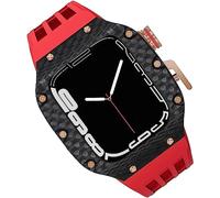 NZVCQVPU Carbon Fiber Watch Case Fluorine Rubber Strap,For 44mm 45mm 49mm,Titanium Metal Frame Bumper Sport Waterproof Bands 316L Stainless Steel Clasp,For Iwatch 8/7/6/5/4/SE
