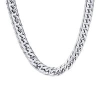 NZVCQVPU Catena a maglia cubana da uomo, in acciaio inossidabile, collana rapper da uomo, 8 mm, catena a maglia barbazzale da 61 cm