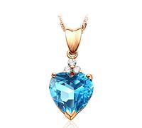 NZVCQVPU Chain 18K Ladies Heart with Topaz 2.95Ct Pendant Necklace Wedding Rose