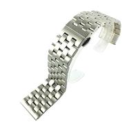 NZVCQVPU Cintura di cera massiccia in acciaio inox, interfaccia piatta, per uomo e donna, in metallo opaco, con fibbia a farfalla, 18 mm, 19 mm, 20 mm, 21 mm, 22 mm, 24 mm, 26 mm, Silver, Standard