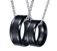 NZVCQVPU Ciondolo in acciaio, collane ad anello per 8 mm in fibra di carbonio collane a bordo smusso
