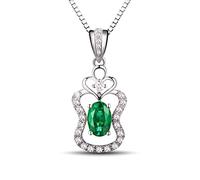 NZVCQVPU Collana 18K personalizzata da 0,5 ct di forma ovale smeraldo con collana a sospensione diamante da 0,19 ct per donne