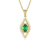 NZVCQVPU Collana 18K personalizzata da 0,62 ct di forma ovale smeraldo con collana a ciondolo diamante da 0,39 ct per donne