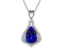 NZVCQVPU Collana 18K personalizzata da 3,02ct Tanzanite a forma di pera con collana a ciondolo a diamante da 0,21 CT per donne