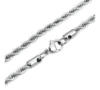 NZVCQVPU Collana a catena in corda da 45,7 a 61 cm, da uomo, in acciaio inox, 3 mm, stile punk, da donna, Misura unica, Standard, Standard