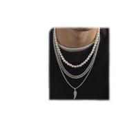 NZVCQVPU Collana a più strati perle Catena rotana per uomini Pendenti ad ala Siet di 3 uomini di tendenza regolabile a 3 cavi unisex (Style 5)