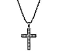 NZVCQVPU Collana a sospensione per uomini, collana per donne Simple in acciaio inossidabile Ciondolo a croce con zirconia cubica catena da 24 pollici