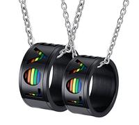 NZVCQVPU Collana ad anello, anello per coppie in acciaio nero inossidabile inossidabile personalizzato Nero anello LGBT Ringi da 11 mm per donne