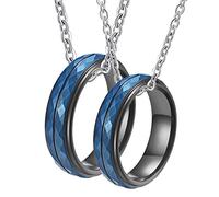 NZVCQVPU Collana ad anello, coppie per lui e il suo tungsteno blu personalizzato multi -sfaccettatura anello nero e blu regalo da 5 mm per donne