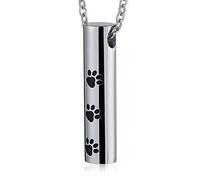 NZVCQVPU Collana cenere per donne animali domestici, collane di urna personalizzabili per cenere cilindro cilindro in acciaio inossidabile con stampa a zampa