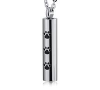 NZVCQVPU Collana cenere per donne animali domestici, collane di urna personalizzabili per cenere cilindro cilindro in acciaio inossidabile con stampa a zampa
