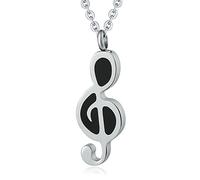NZVCQVPU Collana con urna per ceneri, da donna, in acciaio inox, con ciondolo a forma di nota musicale, Misura unica, Standard, Standard