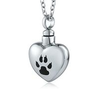 NZVCQVPU Collana con urna per ceneri di cremazione, da uomo, con ciondolo a forma di cuore, personalizzabile, in acciaio inox, con impronta di zampa, Misura unica, Standard, Standard