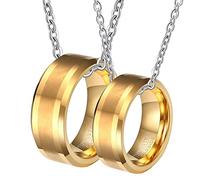 NZVCQVPU Collana da uomo personalizzabile, coppia di collane per lui e per lei, set di carburo di tungsteno 8 mm anello spazzolato bordo smussato, Misura unica, Standard, Standard