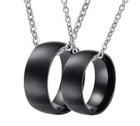 NZVCQVPU Collana da uomo personalizzabile, set di collane abbinate in acciaio inox nero spazzolato anello 8 mm, Misura unica, Standard, Standard