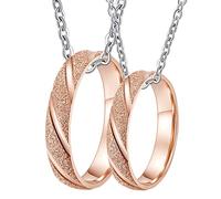 NZVCQVPU Collana da uomo personalizzabile, set di collane per coppie in acciaio inox 4 mm anello rosa opaco, Misura unica, Standard, Standard