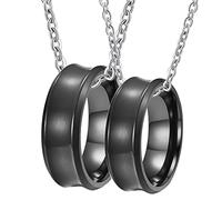 NZVCQVPU Collana da uomo personalizzabile, set di collane per coppie, in acciaio inox nero spazzolato, anello 8 mm, Misura unica, Standard, Standard