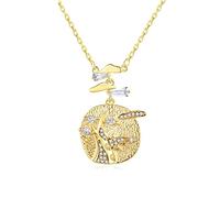 NZVCQVPU Collana di laurea, ciondolo zirconico cubico a pendente allungato cavo allungato di zirconia cubica cerchio di zirconia e pattern di nuvole di alberi collana matrimoniale 450mm