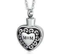 NZVCQVPU Collana di medaglione per contenere le ceneri della mamma, collana di urna per cenere per donne in acciaio inossidabile ciondolo cardiaco vintage