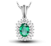NZVCQVPU Collana Fiori a sospensione Cittana di gioielli da sposa White 1,35ct Collana di smeraldo verde per donne 18K