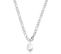 NZVCQVPU Collana in acciaio inossidabile per donne, collana da donna alla moda ro catena con perle 45,7 + 5,1 cm, Misura unica, Standard, Standard