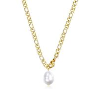 NZVCQVPU Collana in acciaio inossidabile per donne, collana da donna alla moda ro catena con perle 45,7 + 5,1 cm, Misura unica, Standard, Standard