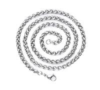 NZVCQVPU Collana in acciaio inossidabile per uomo, collana a catena con grano, 45,7-91,4 cm, larghezza 3-6 mm, unisex, collana fai da te per ciondolo, Misura unica, Standard, Standard