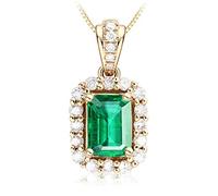 NZVCQVPU Collana Natural Emerald Diamond Shape a sospensione Diamond Necklace 1.1ct Green Emerald Collana per donne 18K