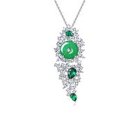 NZVCQVPU Collana per adulti, cavo allungato di cavo allungato di collana Calcedonio verde e zirconia cubica Promise collana 450mm